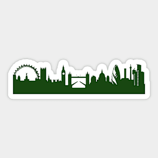 LONDON skyline in forest green Sticker